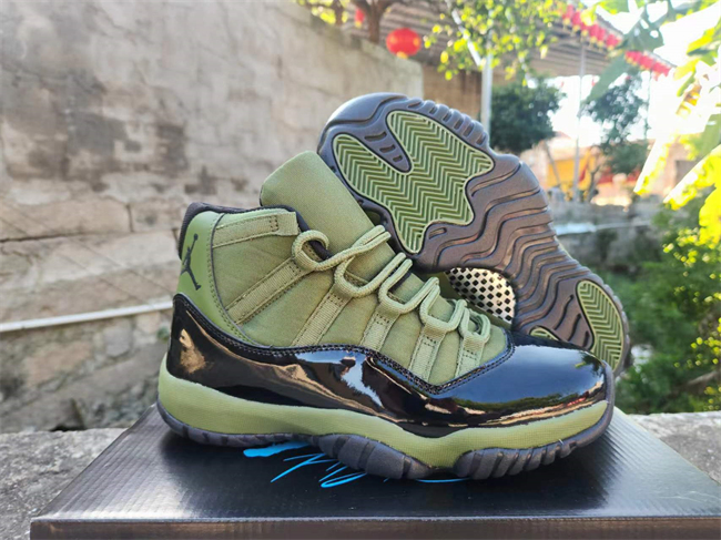Men's Running weapon Air Jordan 11 Green/Black Shoes 086